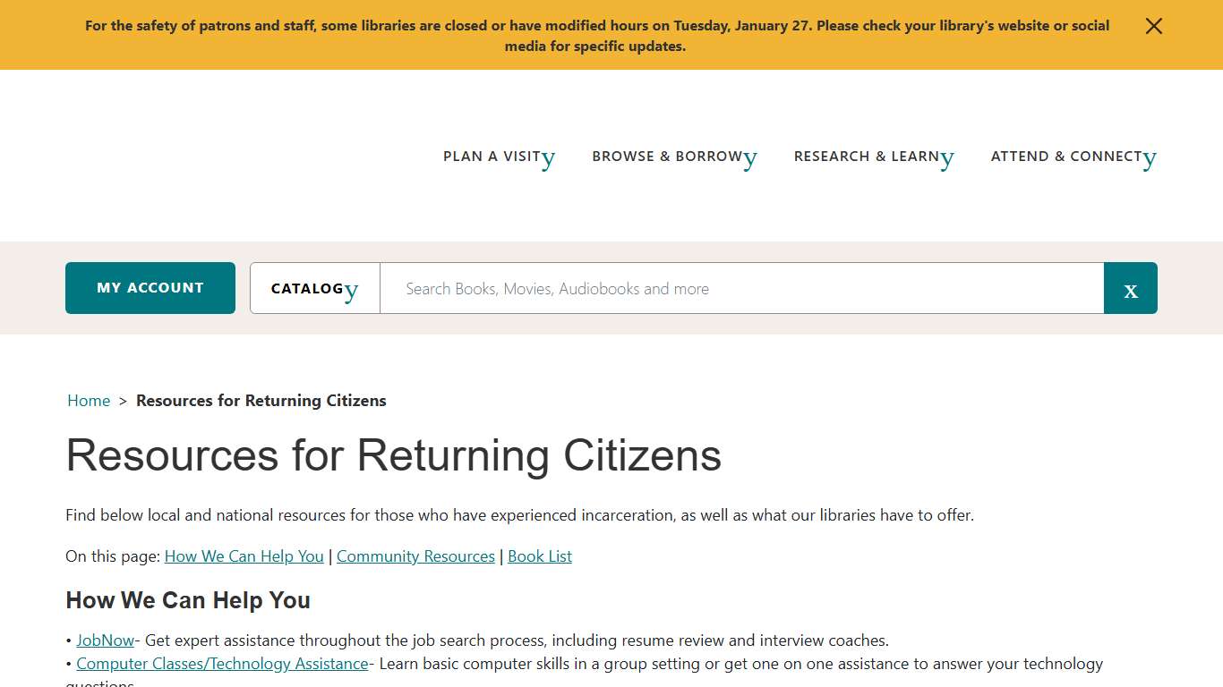 Resources for Returning Citizens